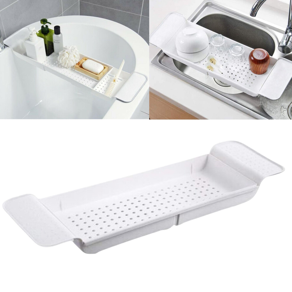 GEEZY Bathtub Rack Tray Extendable Caddy Bathroom Organizer Storage Soap Wine Holder