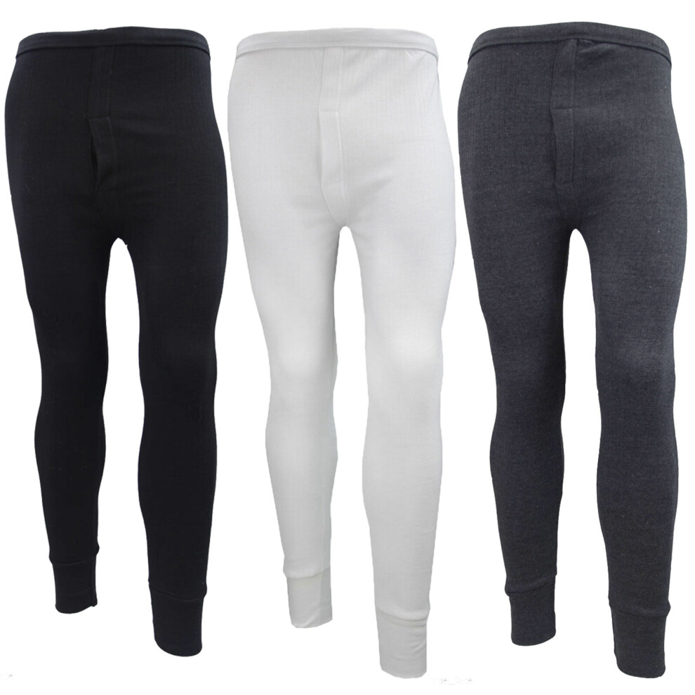 (Charcoal, S) Mens Long Johns Bottoms Casual Thermal Trousers