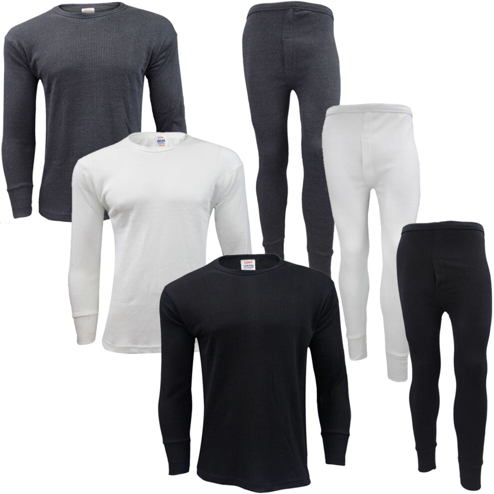 (Black, XL) Men Long Johns Set Thermal Trouser Long Sleeve Top