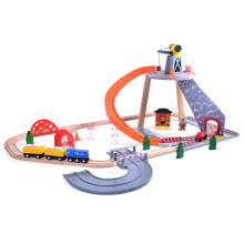 55Pcs Quarry Wooden Train Car Track Railway Set Toy Brio Compatible
