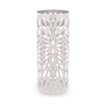 White Round Metal Umbrella Stand with 4 Hooks & Drip Tray For Hallway