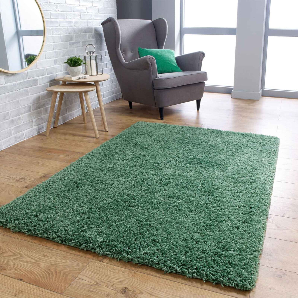 (Sage Green, 80 x 150 cm) Non Slip Plain Shaggy Rugs Hallway Runners Thick 4.5cm Shag Pile Small Large Area Rug