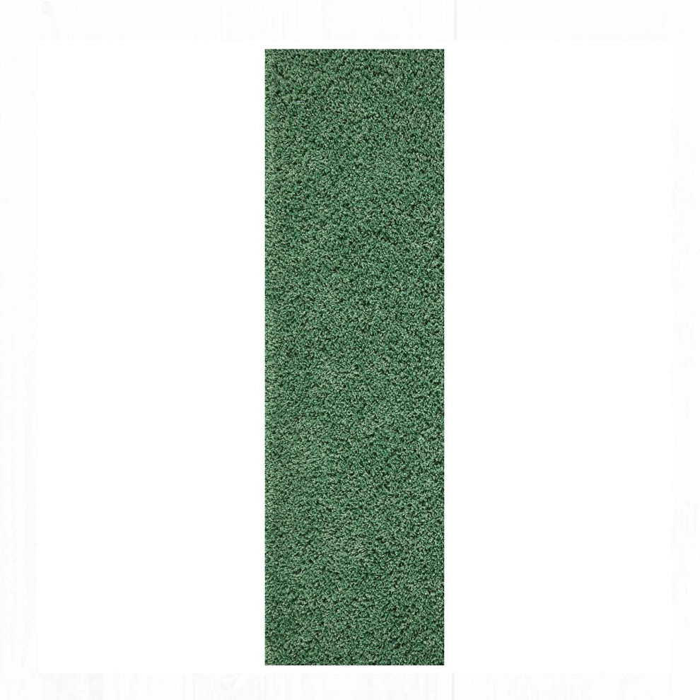 (Sage Green, Runner: 67 x 220 cm) Non Slip Plain Shaggy Rugs Hallway Runners Thick 4.5cm Shag Pile Small Large Area Rug