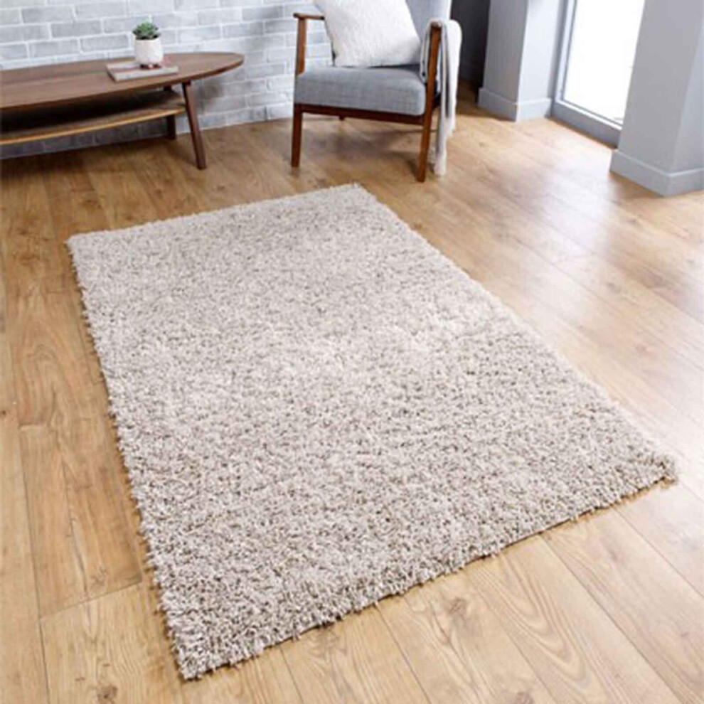 (Light Beige, 80 x 150 cm) Non Slip Plain Shaggy Rugs Hallway Runners Thick 4.5cm Shag Pile Small Large Area Rug