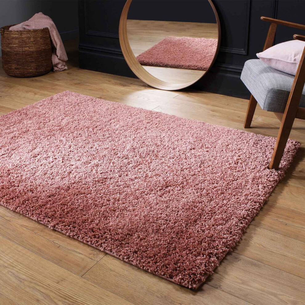 (Pink, 60 x 110 cm) Non Slip Plain Shaggy Rugs Hallway Runners Thick 4.5cm Shag Pile Small Large Area Rug