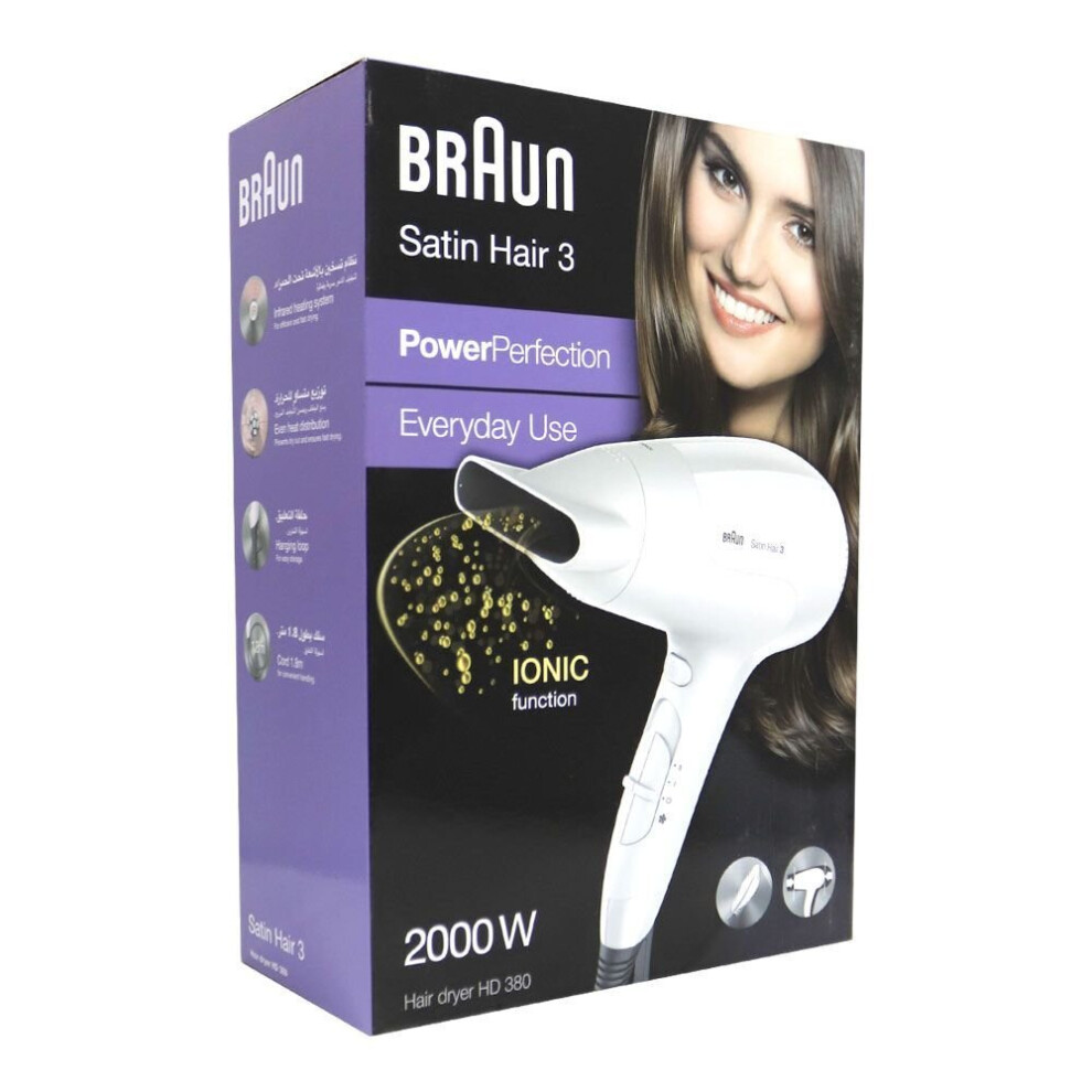 Braun Satin Hair 3 Dryer HD380  Satin Hair Dryer for Styling (HD380)