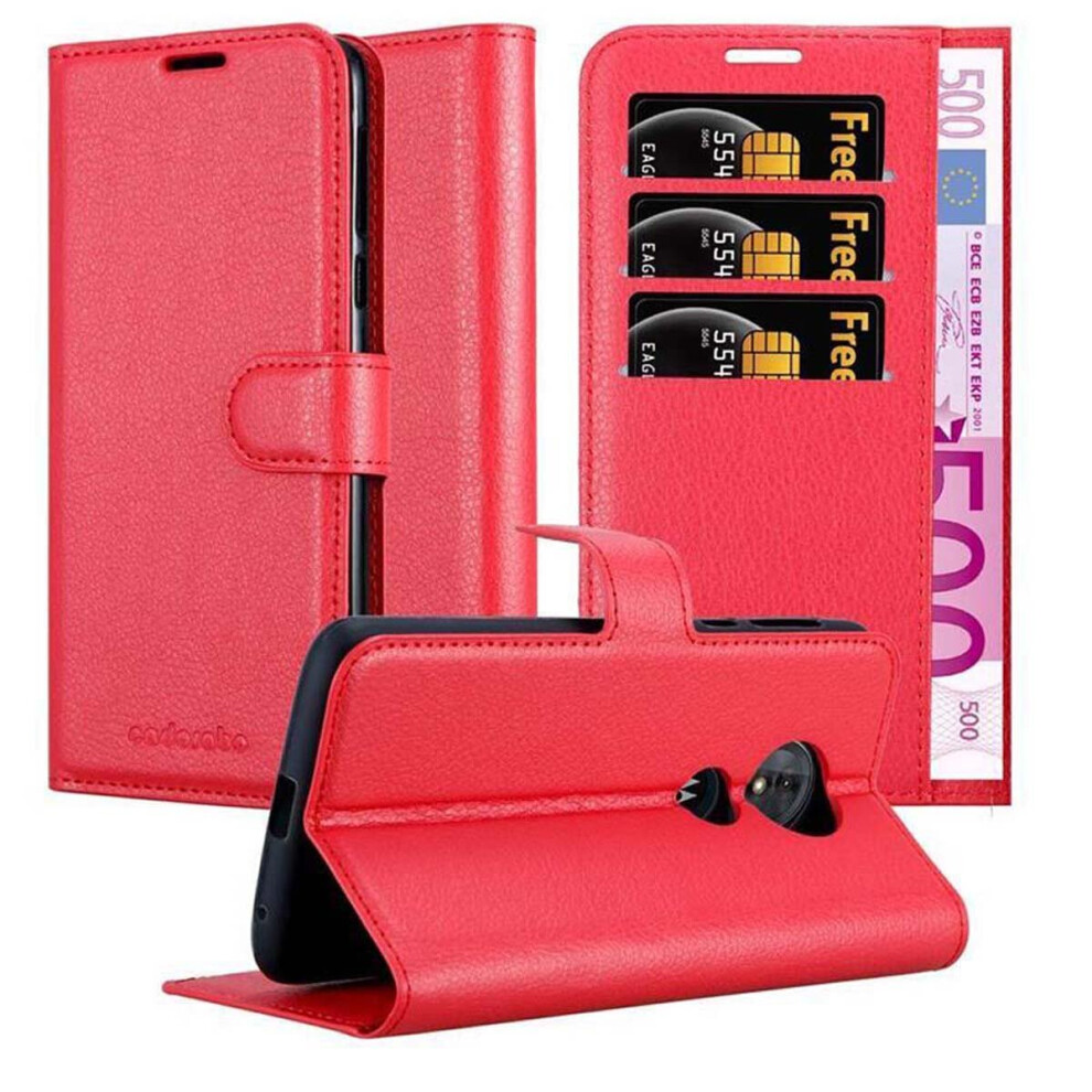 Cadorabo (Karmin Rot, Motorola Moto E5) Case For Motorola Moto E5 / G6 Play Cover Book Wallet Protection Pu Leather Magnetic Etui Red