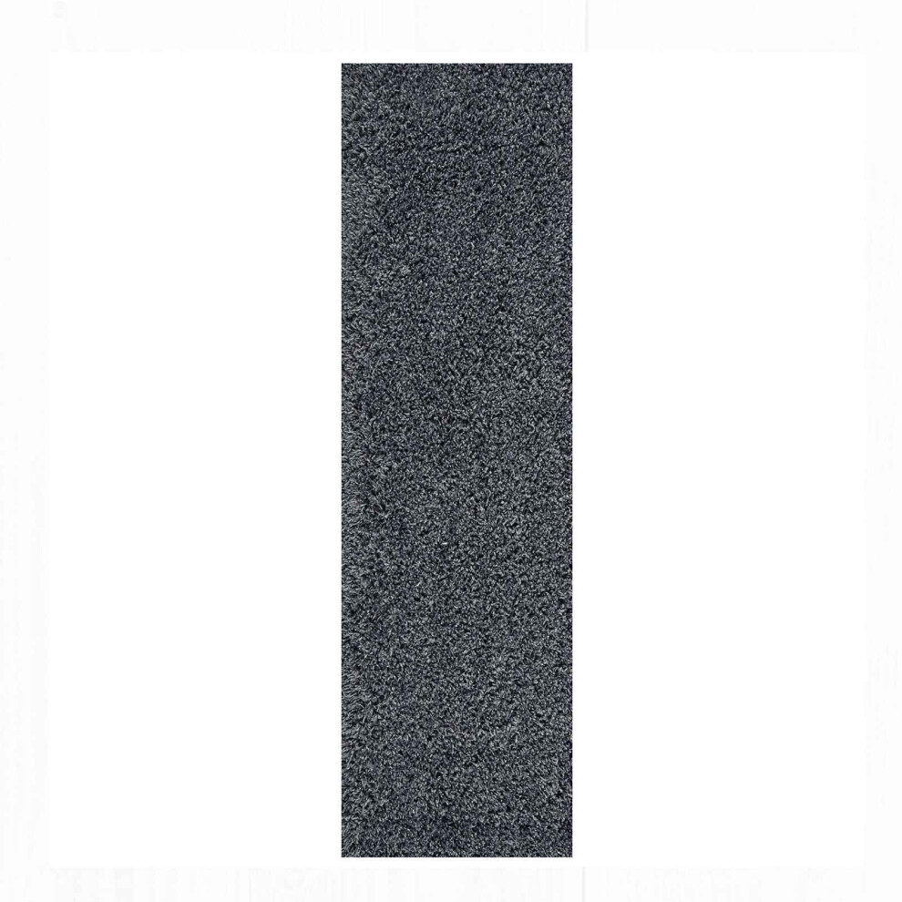 (Charcoal, Runner: 67 x 220 cm) Non Slip Plain Shaggy Rugs Hallway Runners Thick 4.5cm Shag Pile Small Large Area Rug