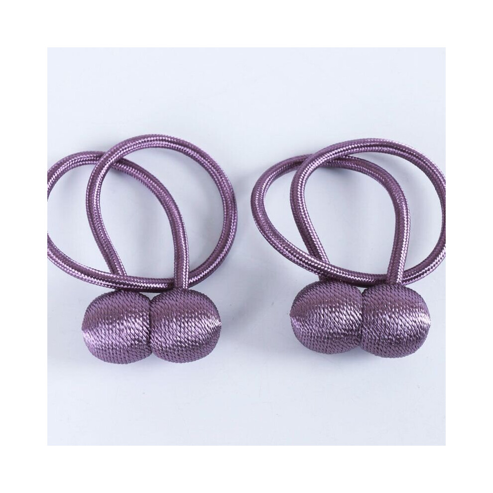 (Purple) Magnetic Buckle Straps Clips Home Rope Tiebacks 2Pcs Tie Backs Curtain Holdbacks