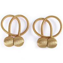 (Golden) Magnetic Buckle Straps Clips Home Rope Tiebacks 2Pcs Tie Backs Curtain Holdbacks