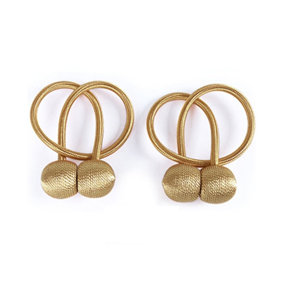 (Golden) Magnetic Buckle Straps Clips Home Rope Tiebacks 2Pcs Tie Backs Curtain Holdbacks