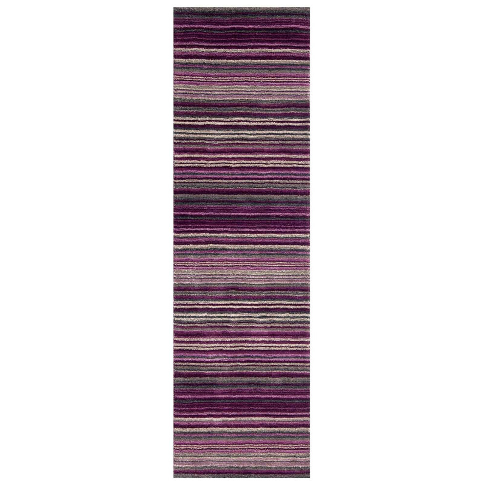 Oriental Weavers (Berry, Runner: 60 X 230 Cm) Modern Multi Colou 100% Wool Rugs Stripe Line Design Small Extra Large Hall Runner Rug Eco Friendly Handmade Mat Red