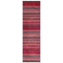 (RED, Runner: 60 x 230 cm) Modern Multi Coloured 100% Wool Rugs Stripe Line Design  Small Extra Large Hall Runner Rug Eco Friendly Handmade Mat