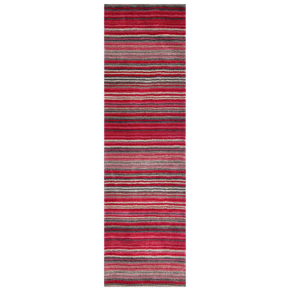 Oriental Weavers (, Runner: 60 X 230 Cm) Modern Multi Colou 100% Wool Rugs Stripe Line Design Small Extra Large Hall Runner Rug Eco Friendly Handmade Mat Red