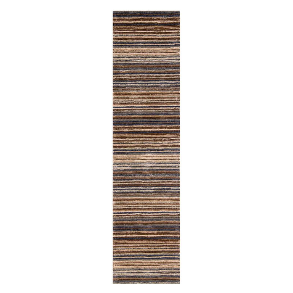 Oriental Weavers (Beige, Runner: 60 X 230 Cm) Modern Multi Colou 100% Wool Rugs Stripe Line Design Small Extra Large Hall Runner Rug Eco Friendly Handmade Mat Red