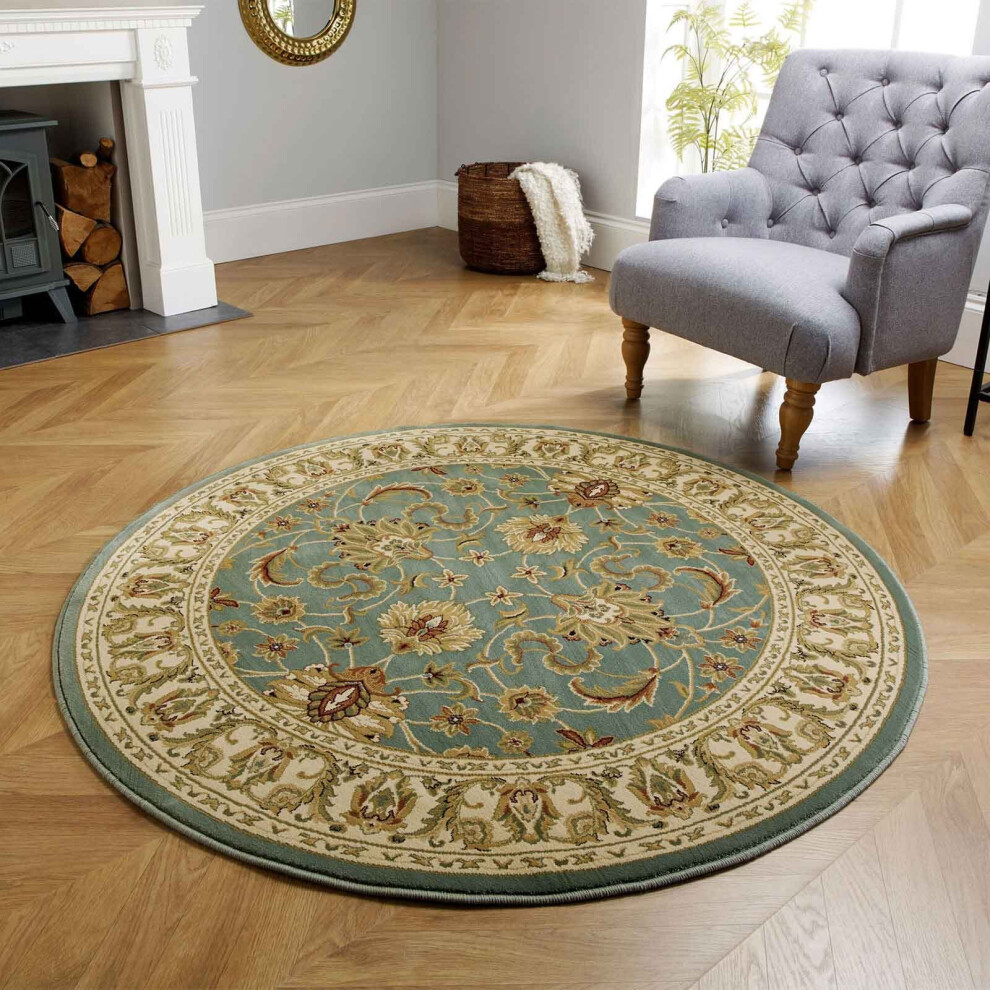 Oriental Weavers (Kendra 45L Green, 150X150cm : Circle) Luxury Traditional Rugs Small Extra Large Hallway Runners Round Circle Mat Rug Living Room Bedroom Moth Resista
