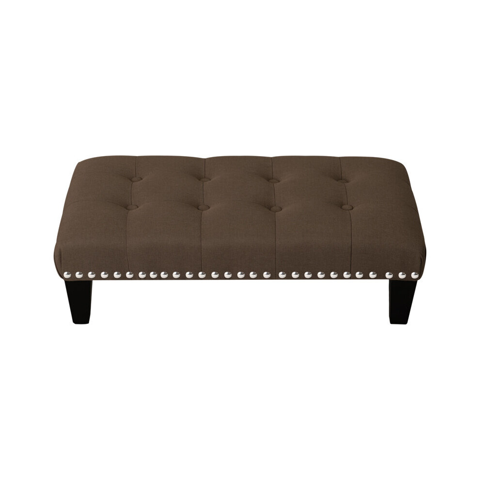 Upholstered Footstool Button Tufted Ottoman Wooden Rest Stool