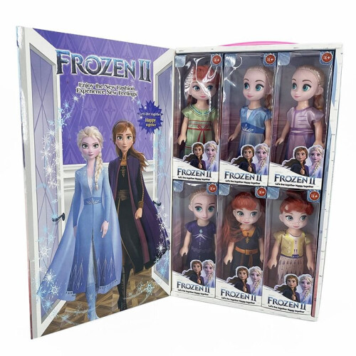 (16cm/6in 6pcs) Toy Girl Collection Dolls Kids Disney Frozen 2 Anna Elsa Princess Action Figures