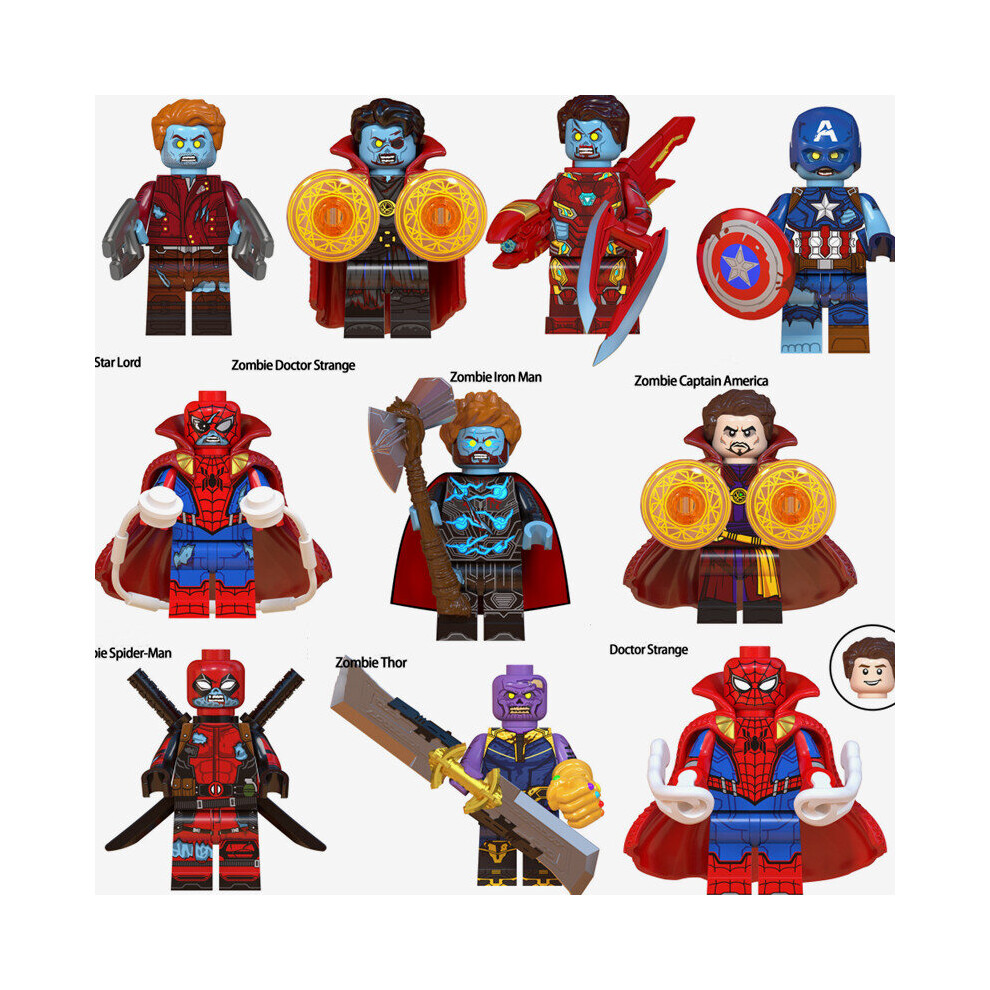 10PCS Zombie Doctor Strange Spider-man Minifigures Toys Fit Lego