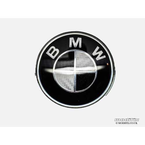 modifix_co_uk BMW CARBON GREY Emblem Badge 7pcs Set: Front + Rear + Centre Caps + Decal 1