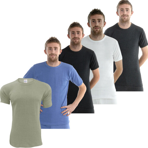 (Grey, M) Mens Thermal Short Sleeve T Shirt Long Johns Tops