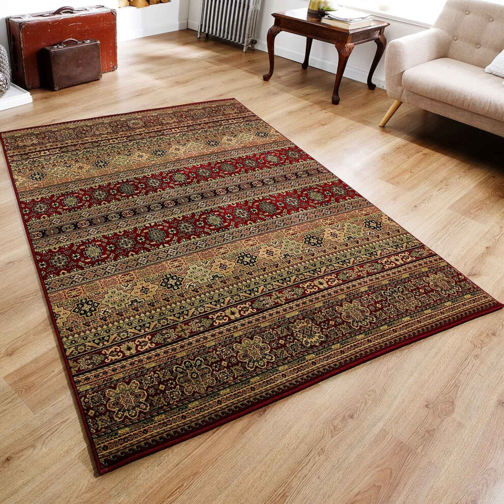 (KENDRA 135R Red, 240 x 340 cm) Luxury Traditional Rugs Small Extra Large Hallway Runners Round Circle Mat Rug Living Room Bedroom Moth Resistant Carp