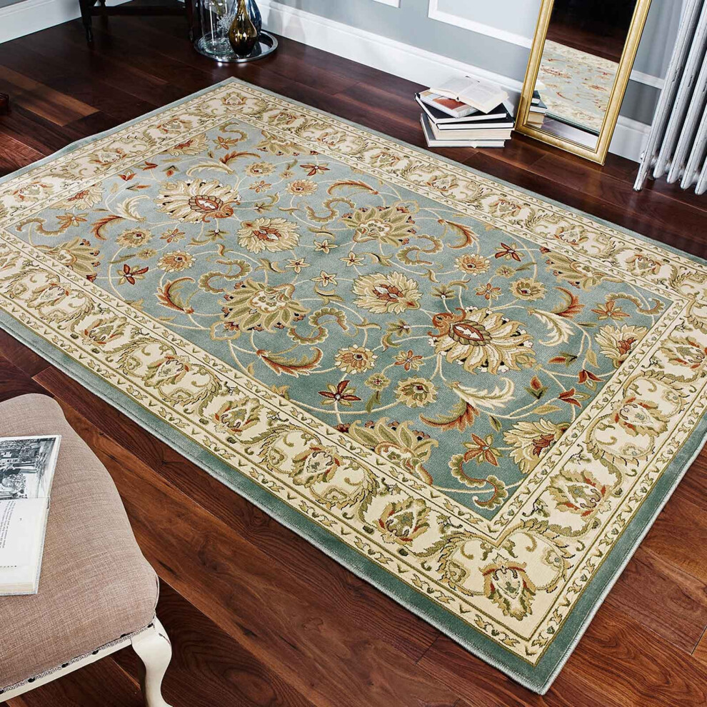 (KENDRA 45L Green, 240 x 340 cm) Luxury Traditional Rugs Small Extra Large Hallway Runners Round Circle Mat Rug Living Room Bedroom Moth Resistant Car