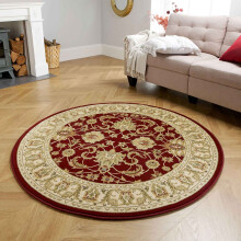 (KENDRA 45M Red, 150x150cm : Circle) Luxury Traditional Rugs Small Extra Large Hallway Runners Round Circle Mat Rug Living Room Bedroom Moth Resistant Carpet