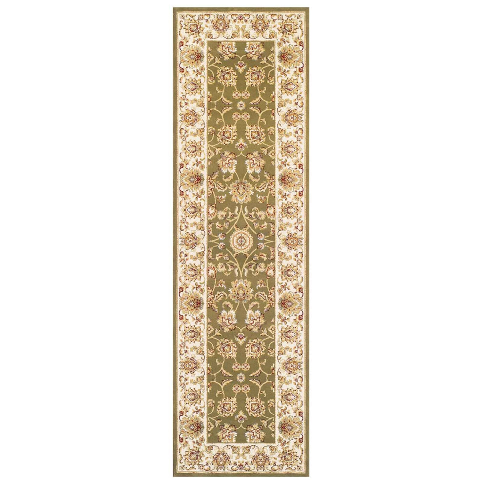 (KENDRA 3330G Green, Runner : 68 x 235 cm) Luxury Traditional Rugs Small Extra Large Hallway Runners Round Circle Mat Rug Living Room Bedroom Moth Res