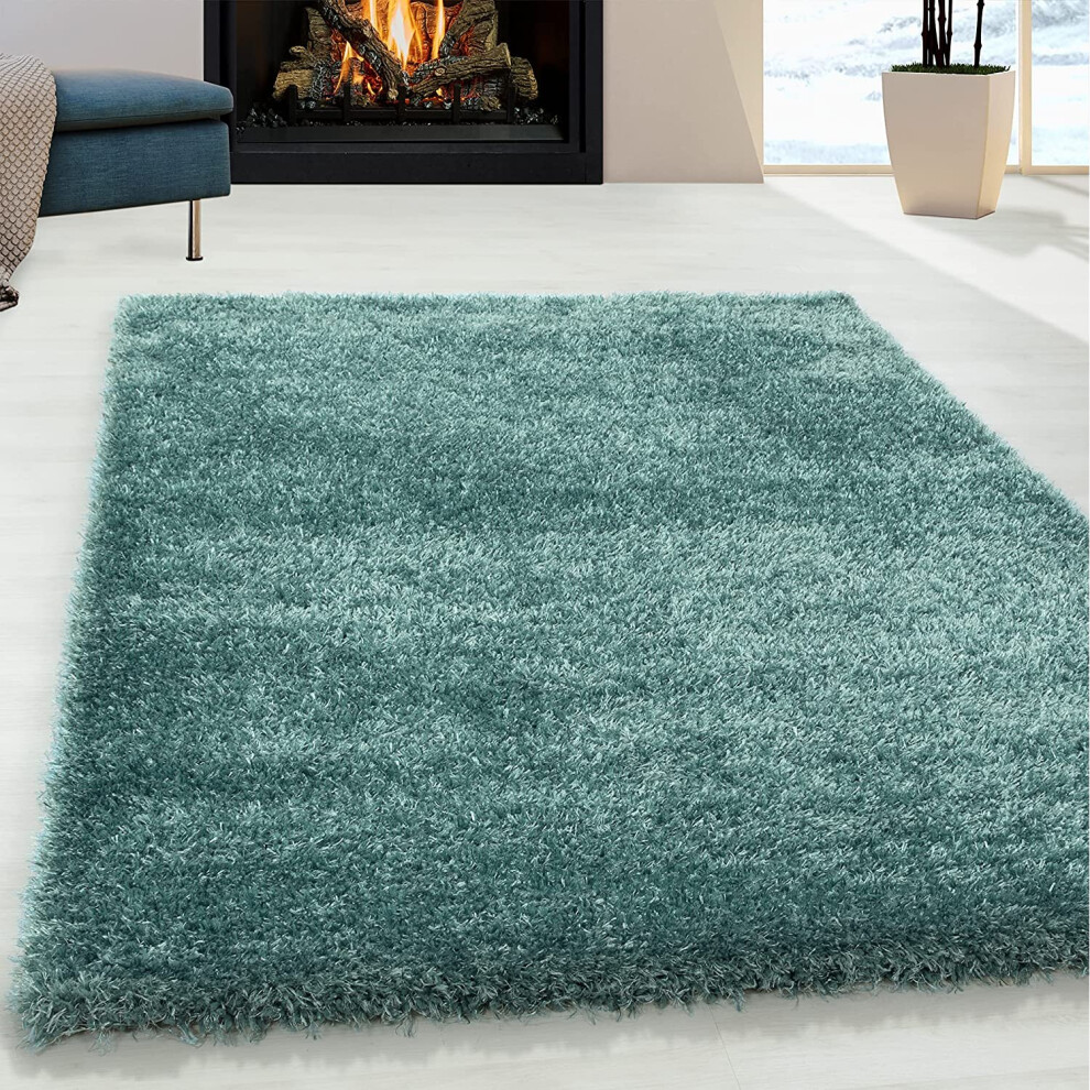 (Aqua, 60 x 110 cm) Abaseen Cosy Shaggy Rug Modern Rugs Soft Touch 5cm Heavy Thick Pile Area Rugs