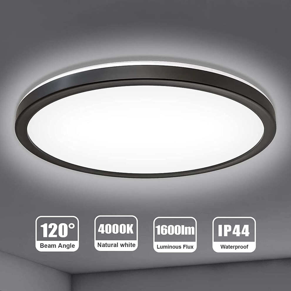 Bathroom Ceiling Light 18W, LED Ceiling Lights Round, 1600LM Ã29.5CM x 2.5cm, Natural White 4000K, 100W Equivalent