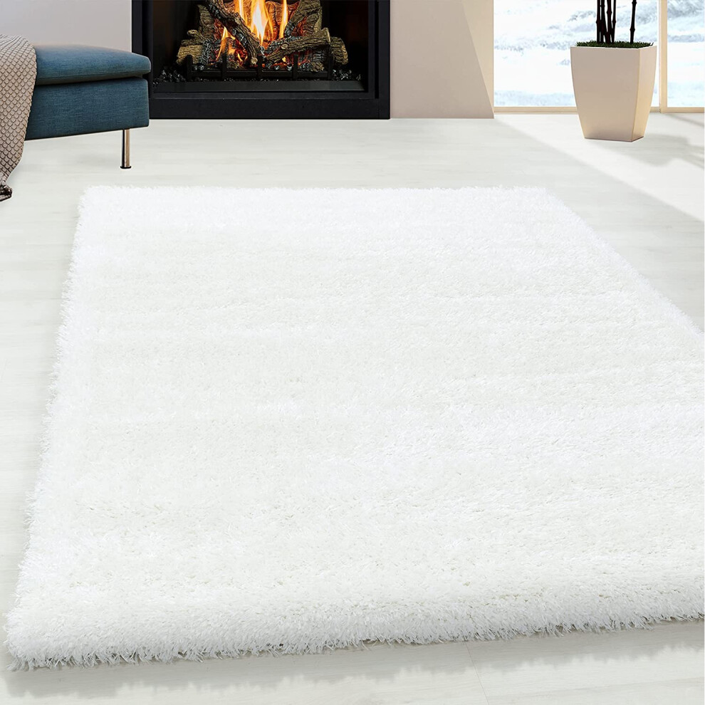 (Snow, 60 x 110 cm) Abaseen Cosy Shaggy Rug Modern Rugs Soft Touch 5cm Heavy Thick Pile Area Rugs