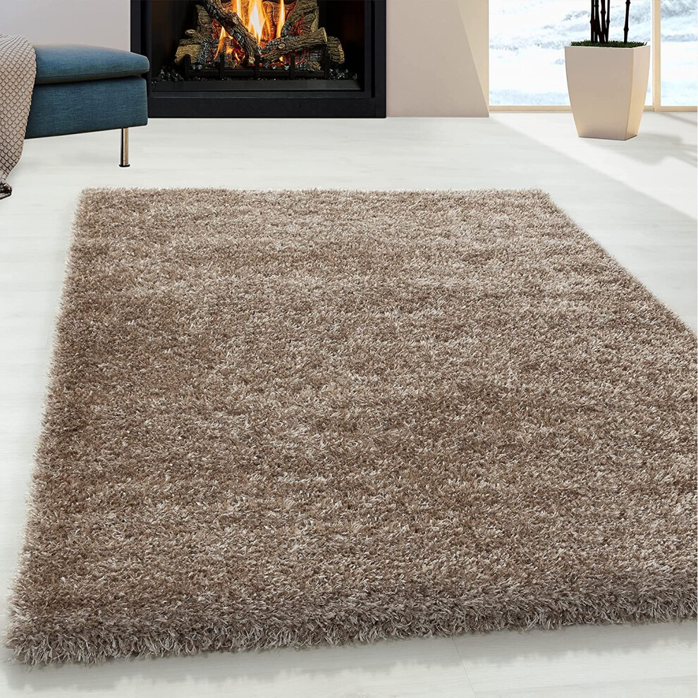 (Taupe, 80 x 150 cm) Abaseen Cosy Shaggy Rug Modern Rugs Soft Touch 5cm Heavy Thick Pile Area Rugs