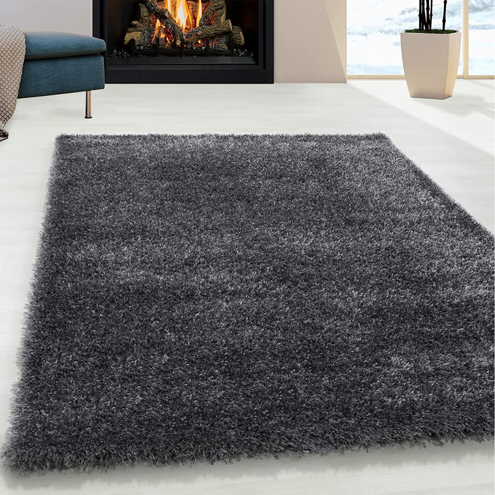 (Grey, 120 x 170 cm) Abaseen Cosy Shaggy Rug Modern Rugs Soft Touch 5cm Heavy Thick Pile Area Rugs