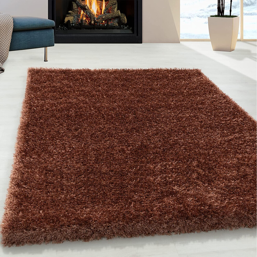 (Copper, 120 x 170 cm) Abaseen Cosy Shaggy Rug Modern Rugs Soft Touch 5cm Heavy Thick Pile Area Rugs