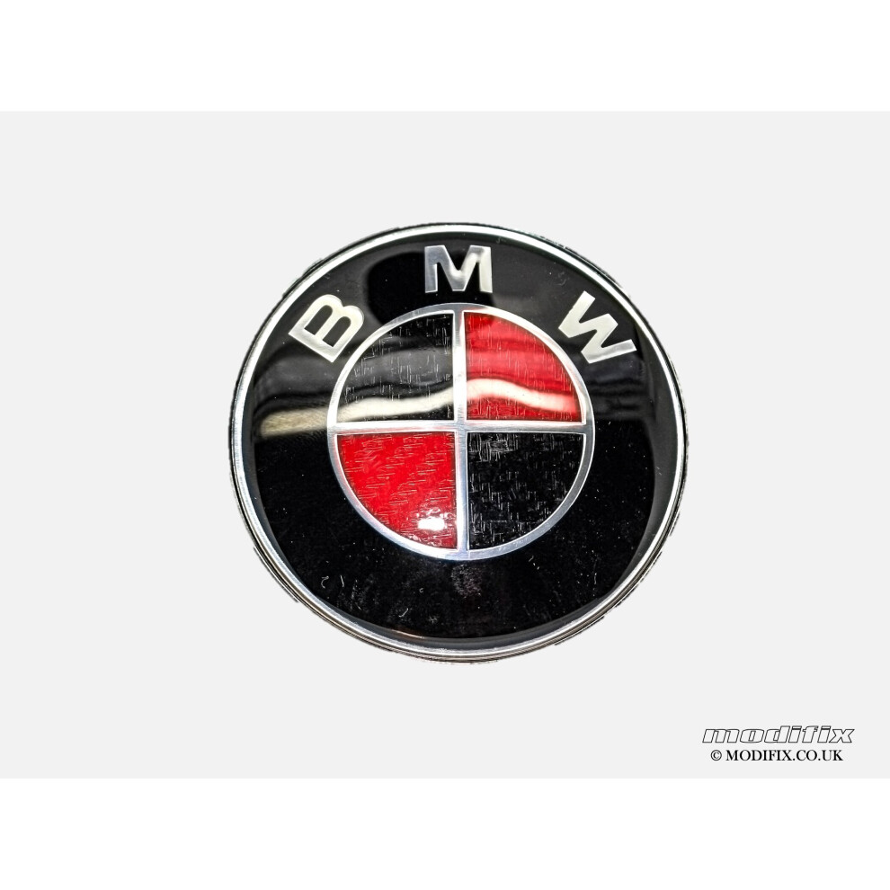 modifix_co_uk BMW BLACK RED Badge Emblem Front / Rear 82mm 74mm