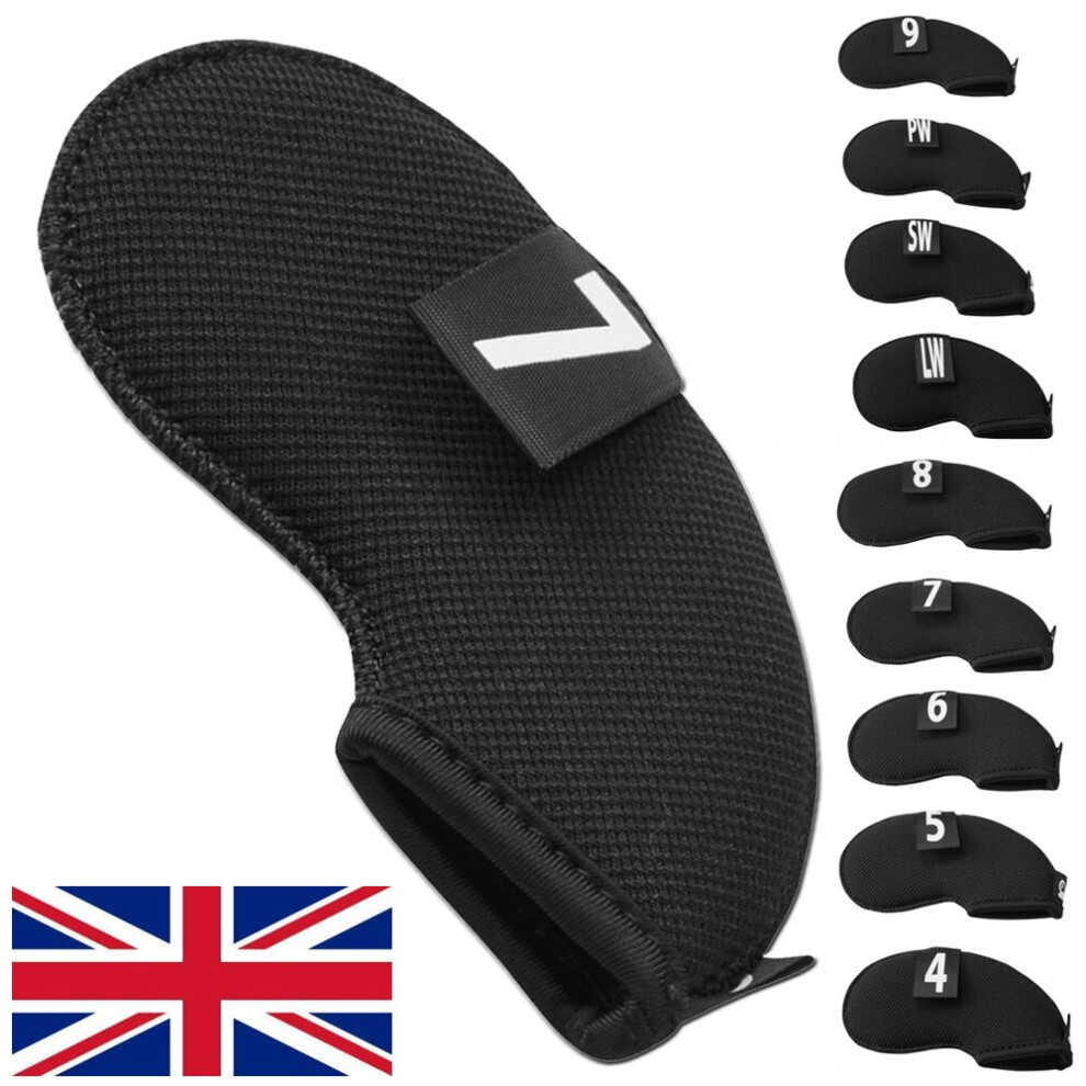 PREMIUM NEOPRENE GOLF IRON HEAD COVERS 4-SW +FREE LOB WEDGE COVER +NUMBERS