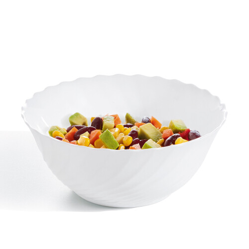 (24cm Salad Bowl) Luminarc White 18pc Opal Glass Dinner Set Plates
