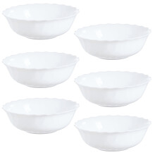 (6 x 16cm Dessert Bowls) Luminarc White 18pc Opal Glass Dinner Set Plates