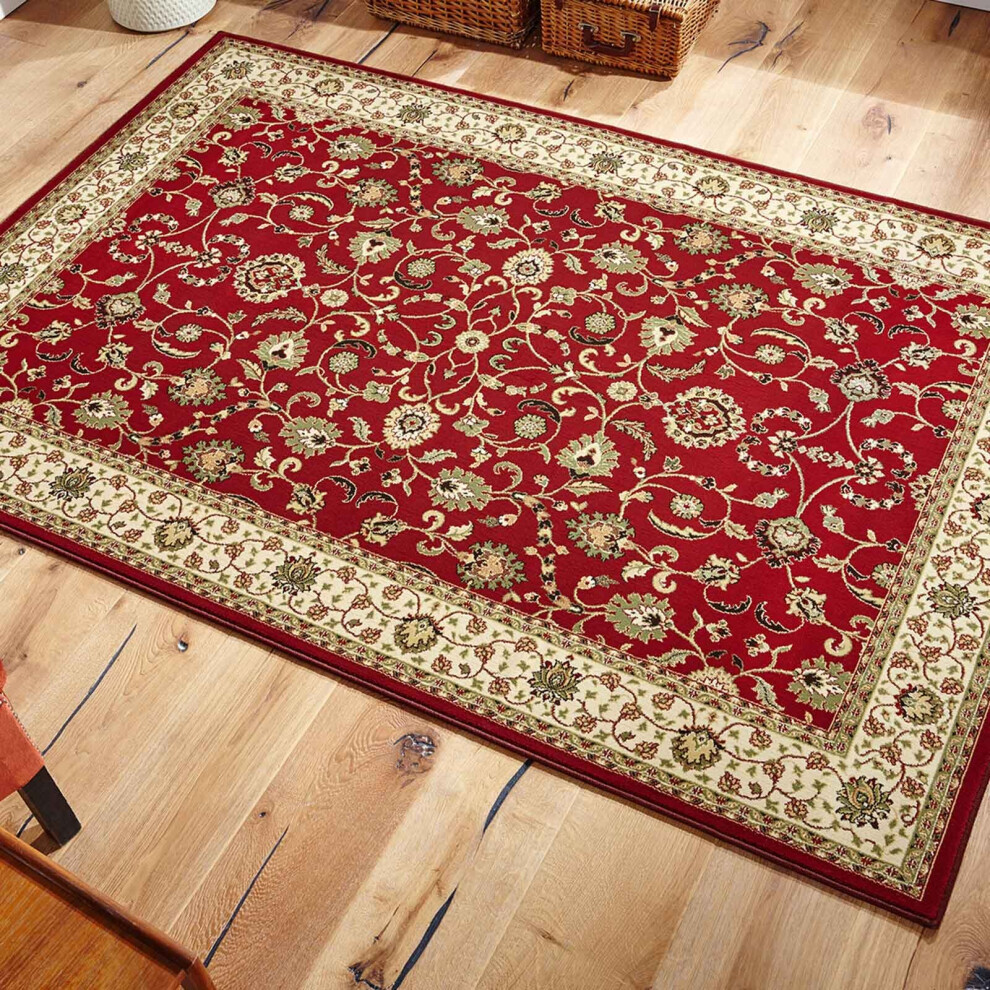 (KENDRA 137R Red, 80 x 140 cm) Luxury Traditional Rugs Small Extra Large Hallway Runners Round Circle Mat Rug Living Room Bedroom Moth Resistant Carpe