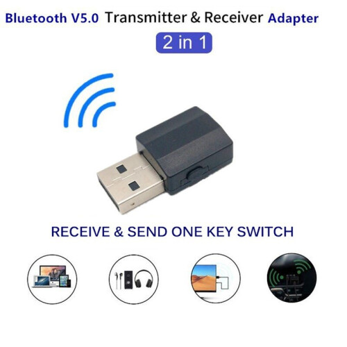 Mini 2in1 Bluetooth 5.0 Audio Receiver Transmitter Wireless Adapter 3.5mm AUX Stereo Bluetooth Transmitter For TV PC Car Speaker 1