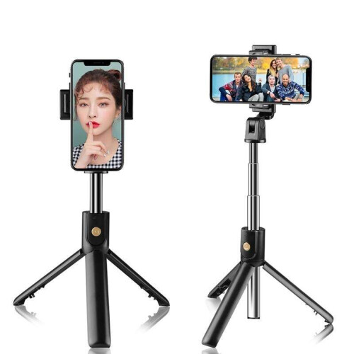 (Black) Foldable 3 In 1 Wireless Bluetooth Mini Tripod Selfie Stick With Remote Control 2
