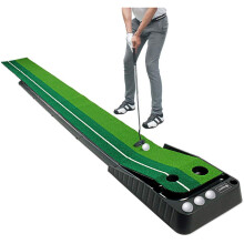 Golf Putting Trainer(3 Balls Free),Double-Color Grass Golf Mat with Ball Thicken Return Track and Automatic Function