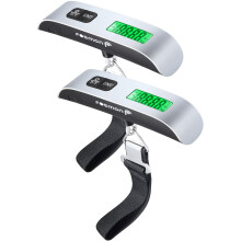Fosmon Digital Luggage Scale (2 Pack), LCD Display Backlight Temperature Baggage Scale w/ 110lbs Capacity, Portable Stainless Steel Hanging