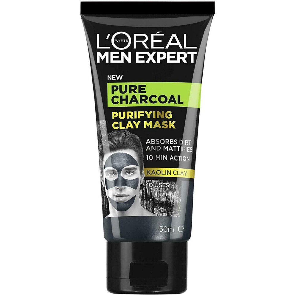 L'Oreal Men Expert Pure Charcoal Purifying Black Clay Face Mask - 50ml