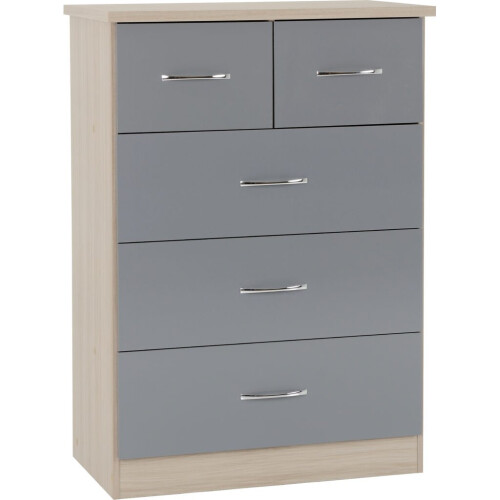 Nevada 2 Door 1 Drawer Wardrobe Bedroom Set Grey Gloss/Light Oak 1