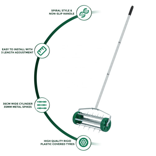 Gardening Lawn Aerator Grass Spike Roller 3 Level Telescopic Handle Adjustable 1