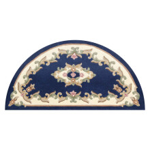 (BLUE, Half Moon : 69x137cm) Traditional Pure Wool Rugs Hall Runner Round Circle Half Moon Mat Small Extra Large Carpet Eco Friendly Handmade