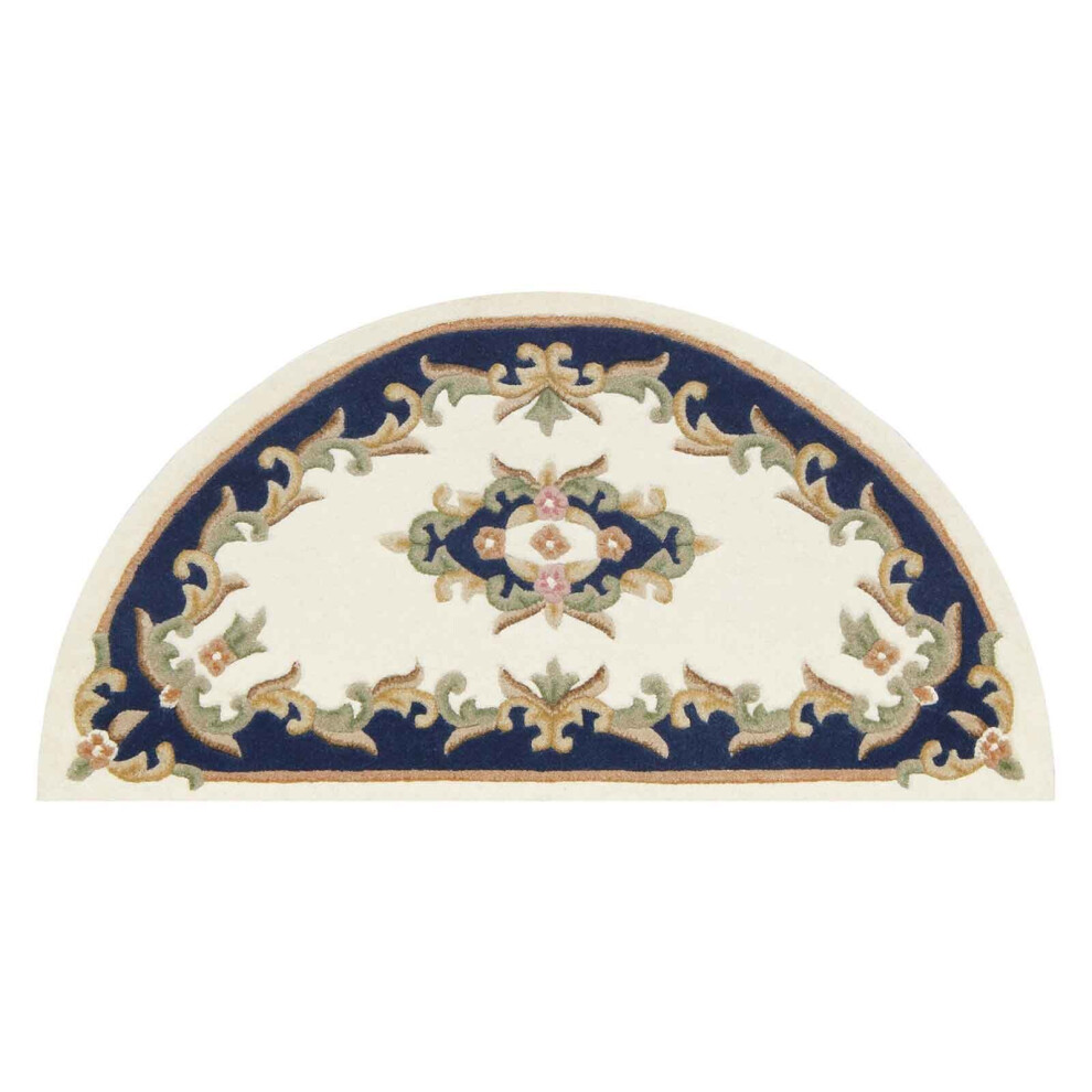 Photos - Area Rug Oriental Weavers  Traditional Pure Wool Rugs Hall Runner Round Circle Half Moon Mat Small Extra Large Carpe (CREAM BLUE, Half Moon : 69x137cm)