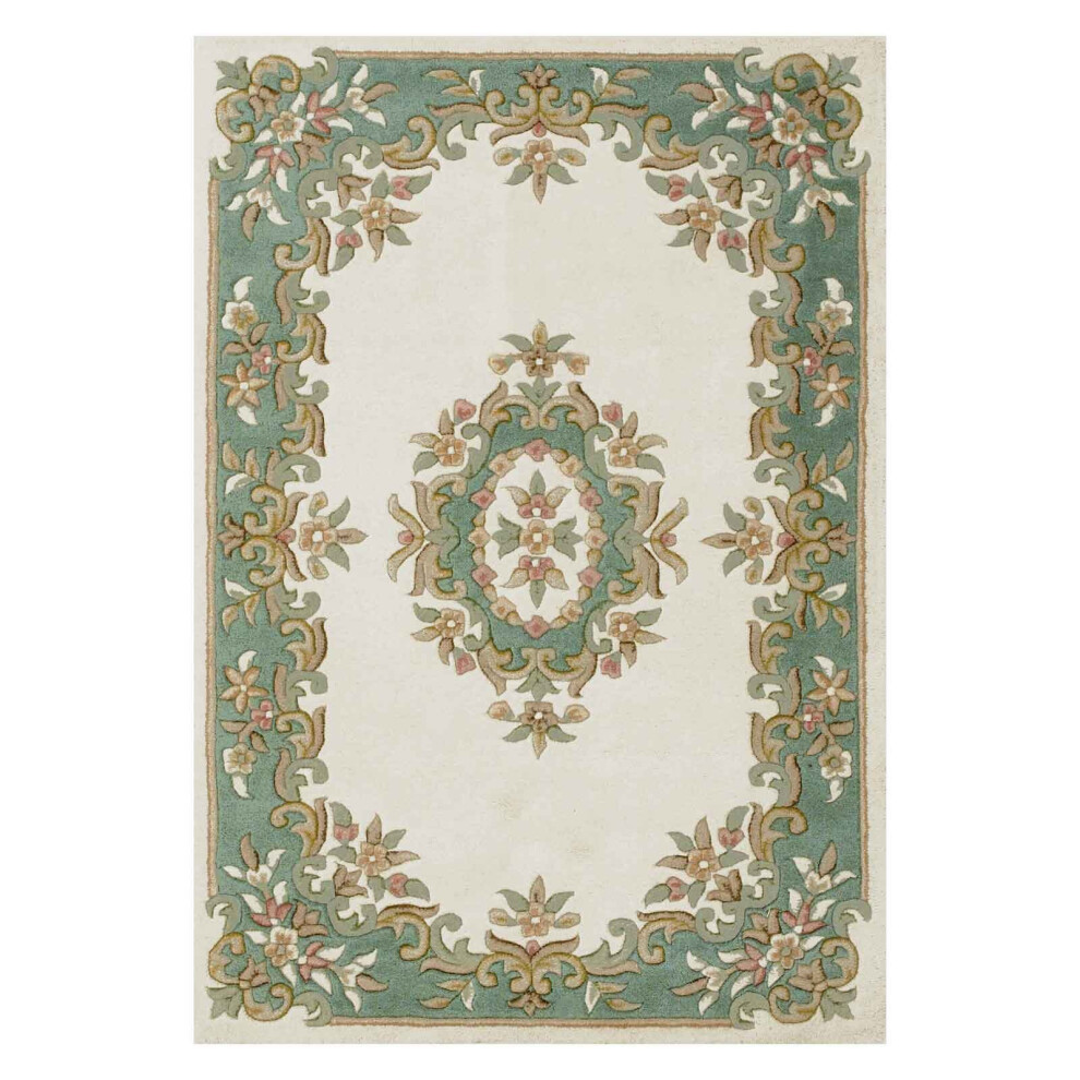 Oriental Weavers (Cream 160 X 235 Cm) Traditional Pure Wool Rugs Hall Runner Round Circle Half Moon Mat Small Extra Large Carpet Eco Friendly Handmade Green